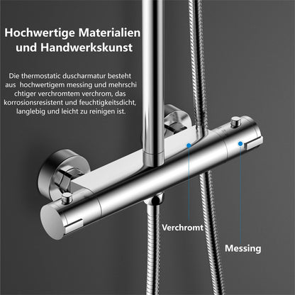 YOOZENA Duschsystem Komplettset mit Thermostat – Regendusche