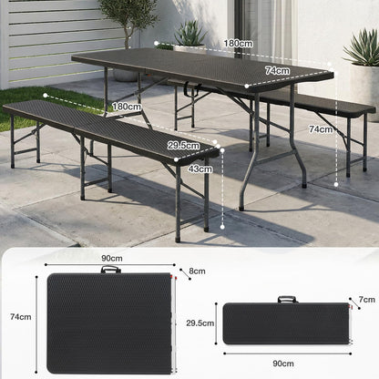 Sekey Bierzeltgarnitur klappbar 3-teilig 180 cm schwarz