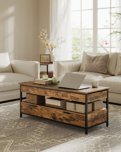 VASAGLE LCT252K01 Couchtisch – höhenverstellbar, Vintagebraun