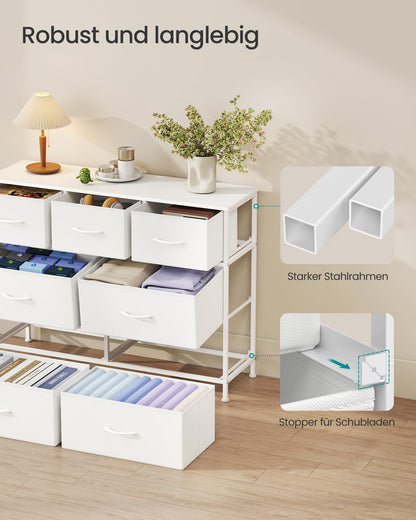 SONGMICS Kommode LGS323WH01, 7 Stoffschubladen, Stahl & MDF, weiss