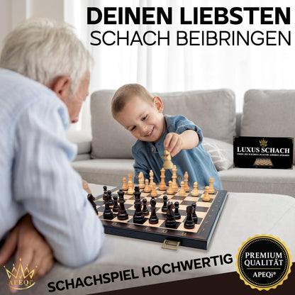 APEQi® Luxus Schachspiel Holz – Gross 54x54cm klappbar