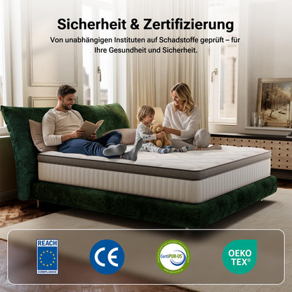 TXO Taschenfederkernmatratze 90x200 cm, 25 cm, Härtegrad H3, 7 Zonen