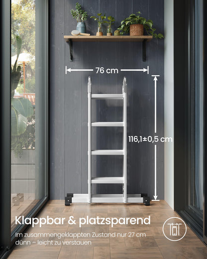 SONGMICS GLT046E01 Alu-Mehrzweckleiter - 4x4 Stufen silbern