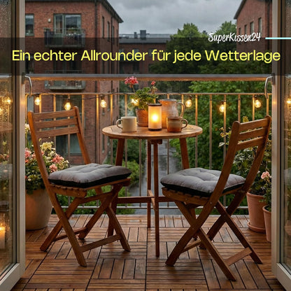 SuperKissen24 Sitzkissen Outdoor 6er Set wasserdicht 45x45 cm Grau