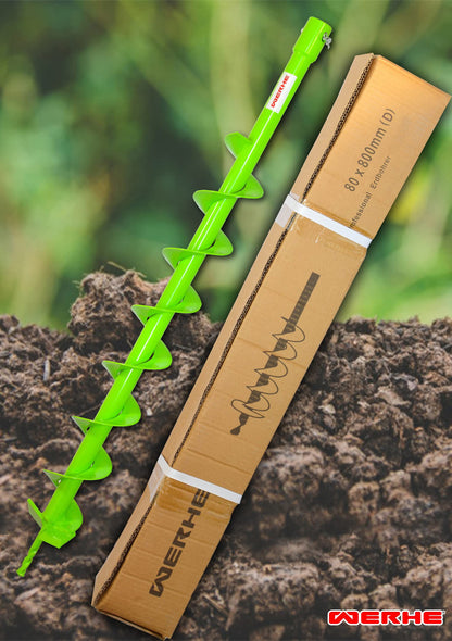 WERHE Erdbohrer Set Ø80 mm SDS Plus Adapter für Zaunbau und Garten