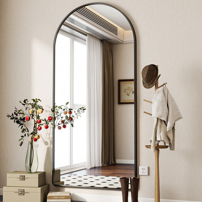 Koonmi Gewölbt 76x171cm, Runde Ecken Ganzkörperspiegel Stehend - Schwarz