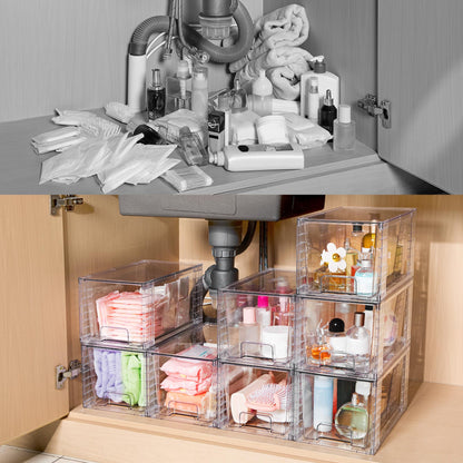 Vtopmart Aufbewahrungsschubladen 4er-Set, stapelbar und transparent