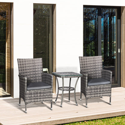 Outsunny Polyrattan Lounge Set – 2 Personen Dunkelgrau