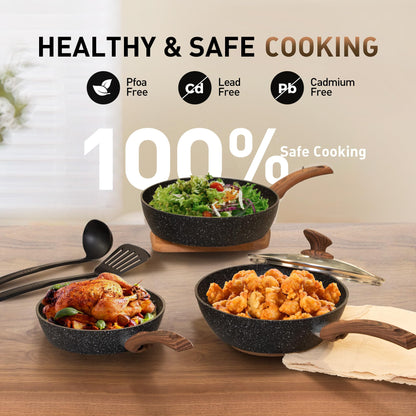 DishDelight Topfset Induktion Granit Antihaft - 12-teilig schwarz