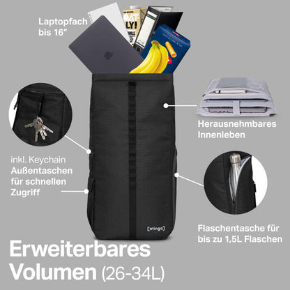 otinga Flip V3 Fahrradtasche Rucksack 34L für Gepäckträger