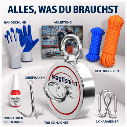 MAGFISHION Magnetfischen Mega Set 2x350KG – Ø94mm