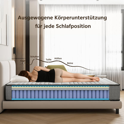 Matoresu 7-Zone Taschenfederkern Matratze 140x200 H3 25cm