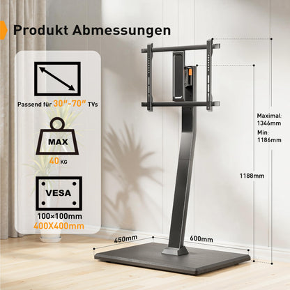 Perlegear TV Ständer Rollbar für Fernseher - 30-70 Zoll