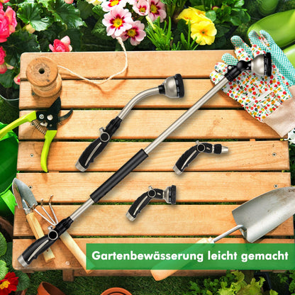 RESTMO Giessstab 92 cm aus Metall, Gartenbrause mit 10 Sprühmustern