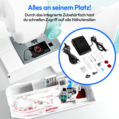 MEDION SD36 MD11881 Digitale Nähmaschine, 270 Stichmuster, türkis