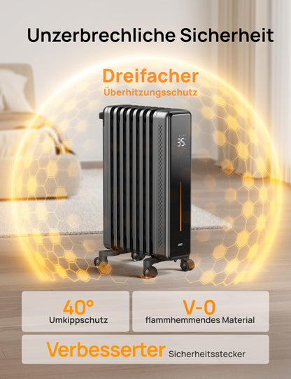 Dreo Ölradiator OH521, 2000 W Elektroheizung mit Thermostat