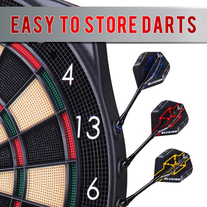 SwissDart Elektronische Dartscheibe E-Dartboard – Set 12 Pfeile