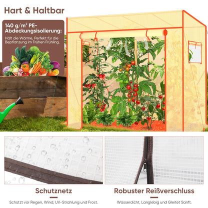 Sekey Tomatengewächshaus 200x77x170 cm – Foliengewächshaus, weiss