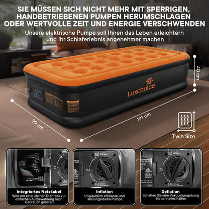 Luxchoice Luftbett Gästebett 1 Person selbstaufblasend mit E-Pumpe