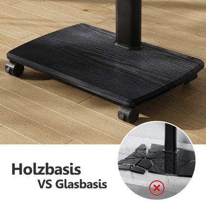 FITUEYES TV Bodenständer Rollbar mit Holzablage für 32-70 Zoll