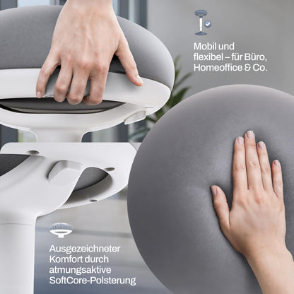 Wohnperle ergonomischer 2in1 Bürohocker höhenverstellbar – Weiss