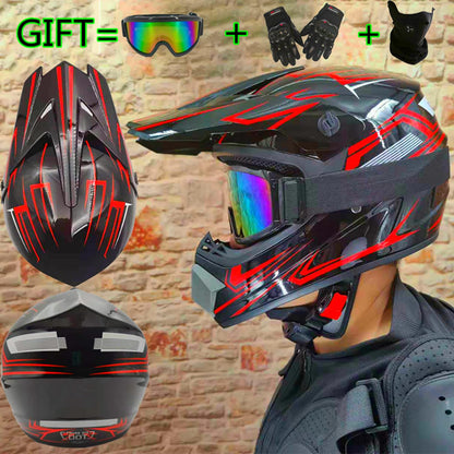 UIGJIOG Crosshelm Integralhelm für Kinder mit Brille und Handschuhe