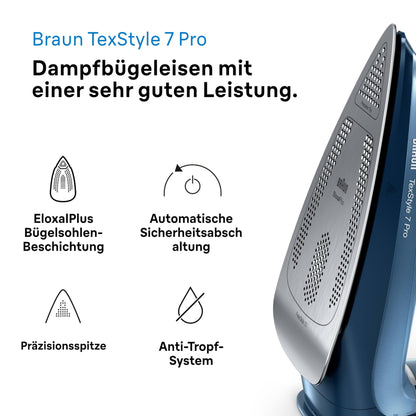 Braun TexStyle 7 Pro SI 7160 BL Dampfbügeleisen - Blau