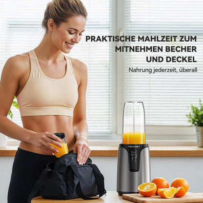 TECKNET Smoothie Maker PC-2110, 1000 W Standmixer mit 2 Bechern