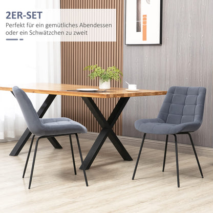 HOMCOM Esszimmerstuhl 2er Set Samt Grau Retro-Design