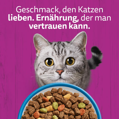 WHISKAS Trockenfutter Adult 1+ mit Thunfisch für Katzen, 3 x 3,8 kg