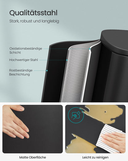 SONGMICS Mülleimer Küche 50L Treteimer Schwarz LTB050B02
