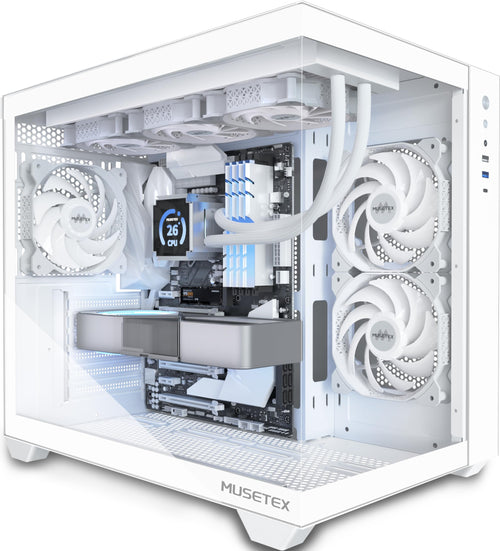 MUSETEX Y6 Gaming ATX Mid Tower PC Gehäuse - Reinweiss