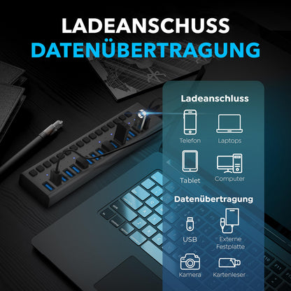 SABRENT 16-Port USB 3.2 Hub aktiv mit 90W Netzteil (HB-PU16)