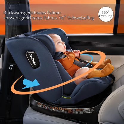 Jovikids 360° Drehbar i-Size Reboarder ISOFIX Kindersitz - Blau