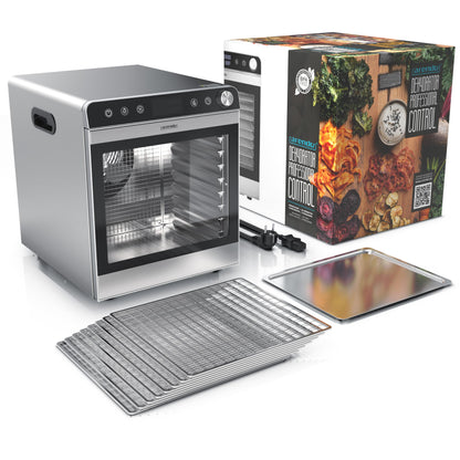 Arendo Dörrautomat Edelstahl - 10 Edelstahlgitter 8400 cm² Dörrgerät