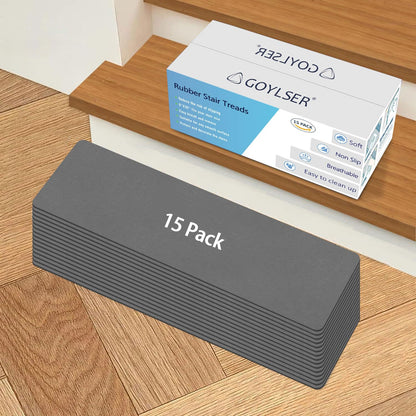 GOYLSER Anti-Rutsch Treppenmatten - Tiefes Grau (15 Stk. 76x20cm)