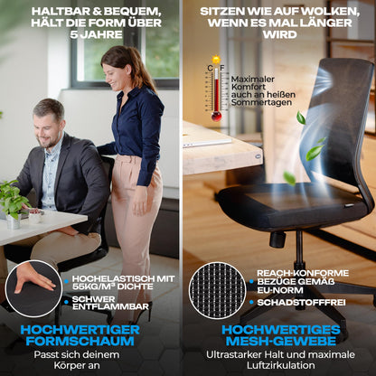 VALKENSTOL M2 Ergonomischer Bürostuhl – ohne Armlehne, Kopfstütze