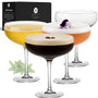 Vemacity Martinigläser 4er-Set, handgefertigte Cocktailgläser, 280 ml – Coupe-Glas mit schlankem Stiel und breiter Schale