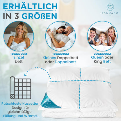 Gänsedaunen Extra Warm Daunendecke – 135x200cm 1600g