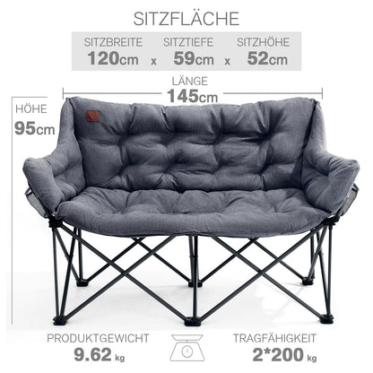 EVER ADVANCED Campingstuhl Faltsofa 2 Sitzer - Grau