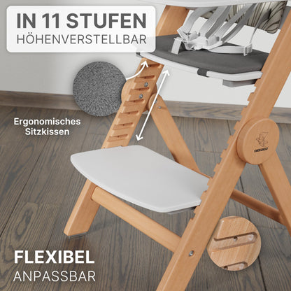 ZWERGHELD® Kinderhochstuhl ZS3 Set mitwachsend - Natur