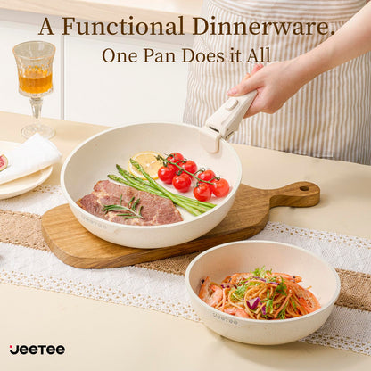 JEETEE Topf- & Pfannenset abnehmbar 17-tlg. Induktion Beige