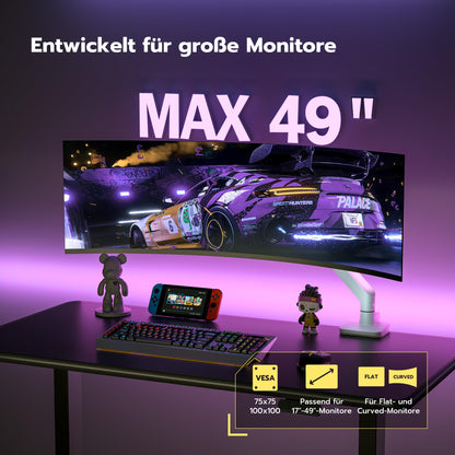 ARES WING Monitor Arm Gasfeder 17-49 Zoll – Weiss