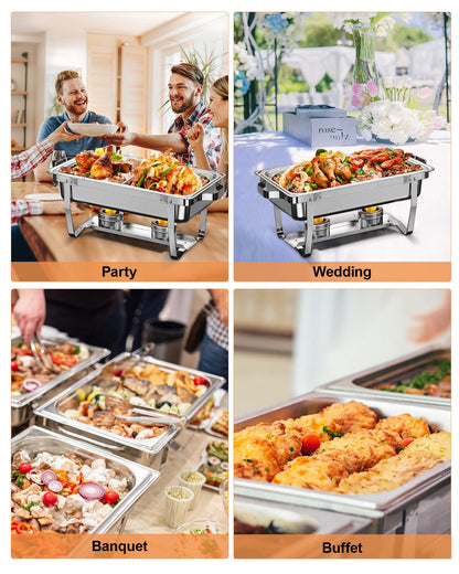 WENMILY Chafing Dish Set Warmhaltebehälter – 2x Quadrat Silber 9L