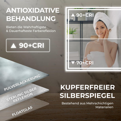 BR Bringer LED Badezimmerspiegel 120x60 cm – Dimmbar, Anti-Beschlag