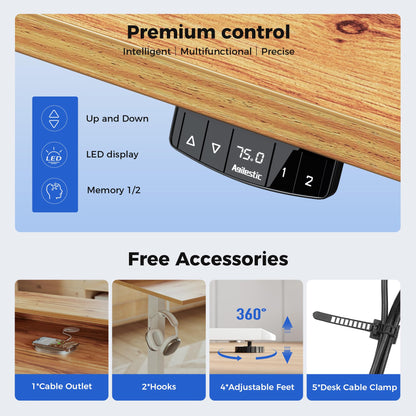 Agilestic Elektrischer Steh-Sitz Schreibtisch 120x60 cm – Hellbraun