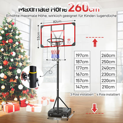 Yohood Basketballkorb LX-908 mit Rollen, höhenverstellbar 147–260 cm
