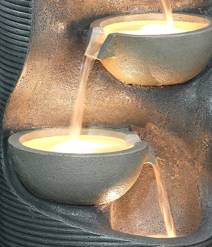 Dehner Gartenbrunnen Salo mit LED-Beleuchtung, Polyresin, grau