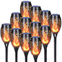 Qedertek Solar Gartenfackeln mit Flammeneffekt, 12 LED, 12 Stück, ABS-Kunststoff, mit Erdspiess