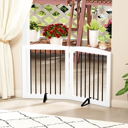 HOLTICO Hundeabsperrgitter Holz freistehend faltbar weiss